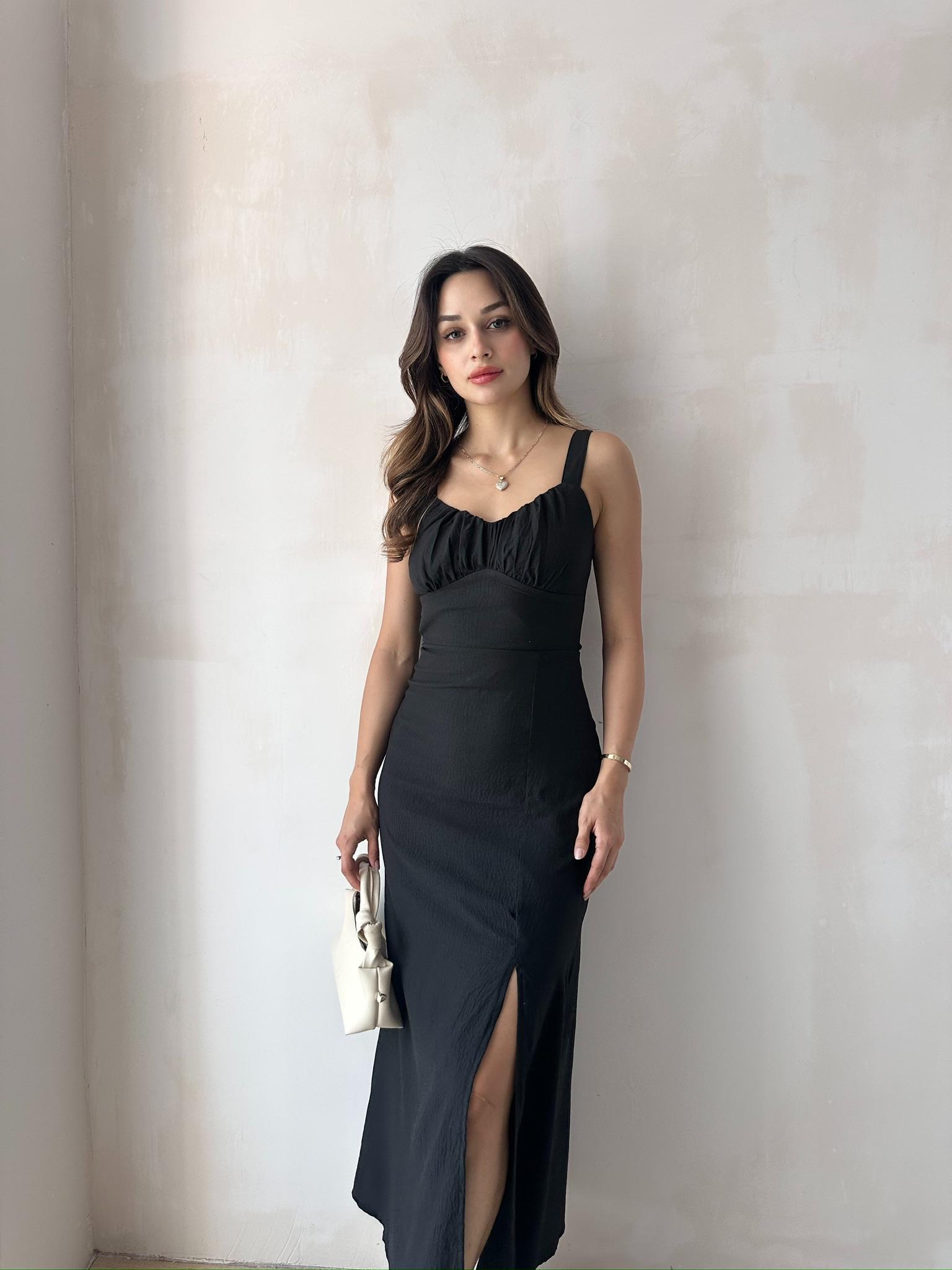 MAJORİ Midi Elbise 8871 - Siyah