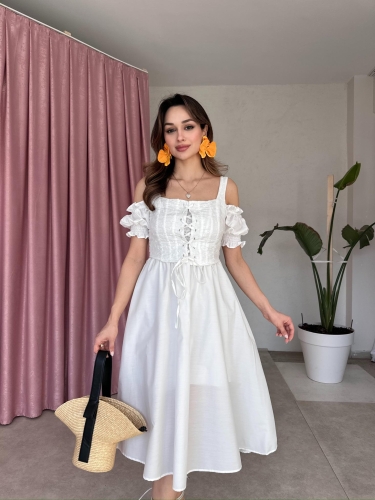 MALLORY Midi Elbise 2551 - Beyaz - 1