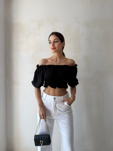 MALVİNA Crop 6621 - Siyah - Mooi Butik