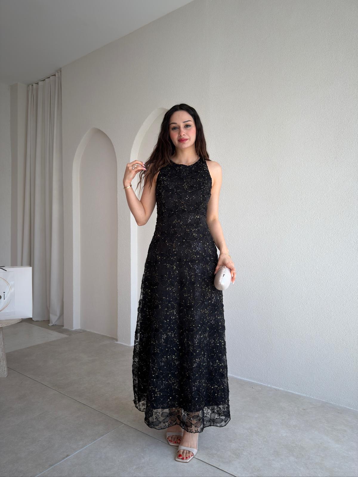 MARGAO Maxi Elbise 0987 - Siyah