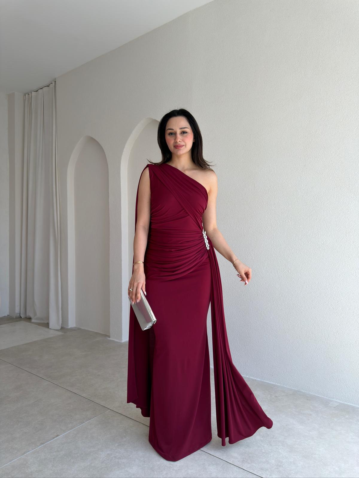 MARİNEL Maxi Elbise 8936 - Bordo