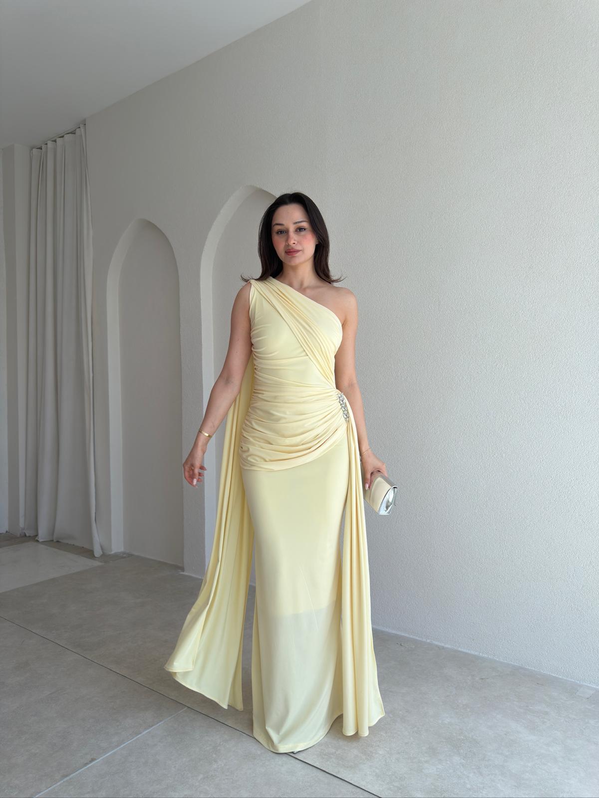 MARİNEL Maxi Elbise 8936 - Sarı
