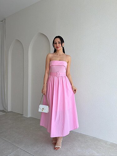 MARUN Maxi Elbise 2100 - Pembe - Mooi Butik