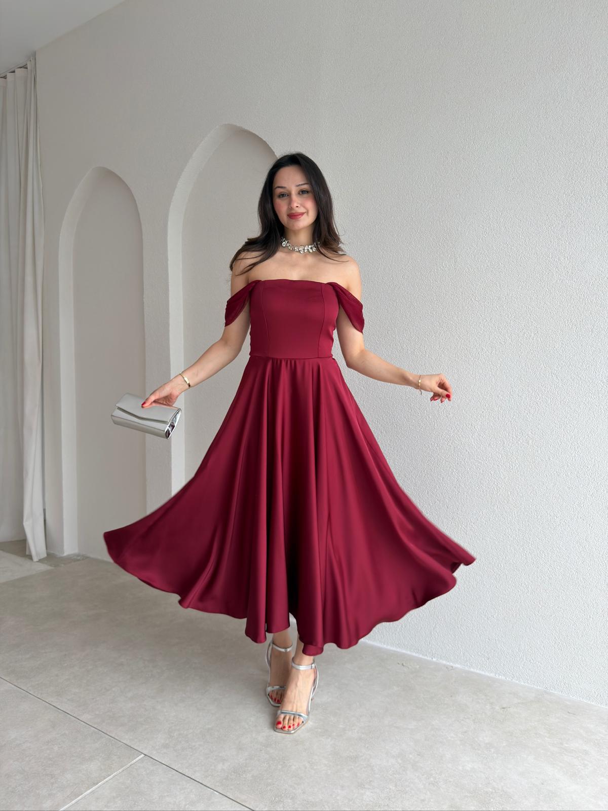 MARX Midi Elbise 3572 - Bordo