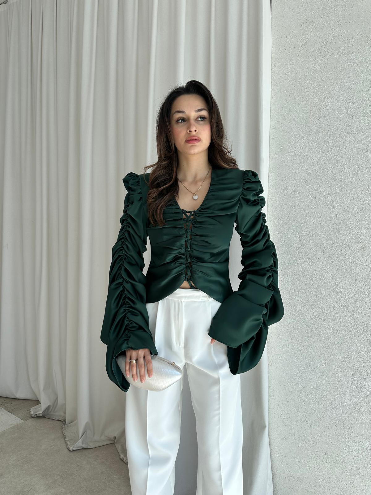 MEGHAN Bluz 8607 - Zümrüt Yeşil