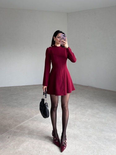 MELLOW Mini Elbise 8849 - Bordo - 2