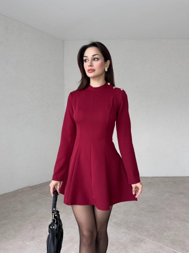 MELLOW Mini Elbise 8849 - Bordo 