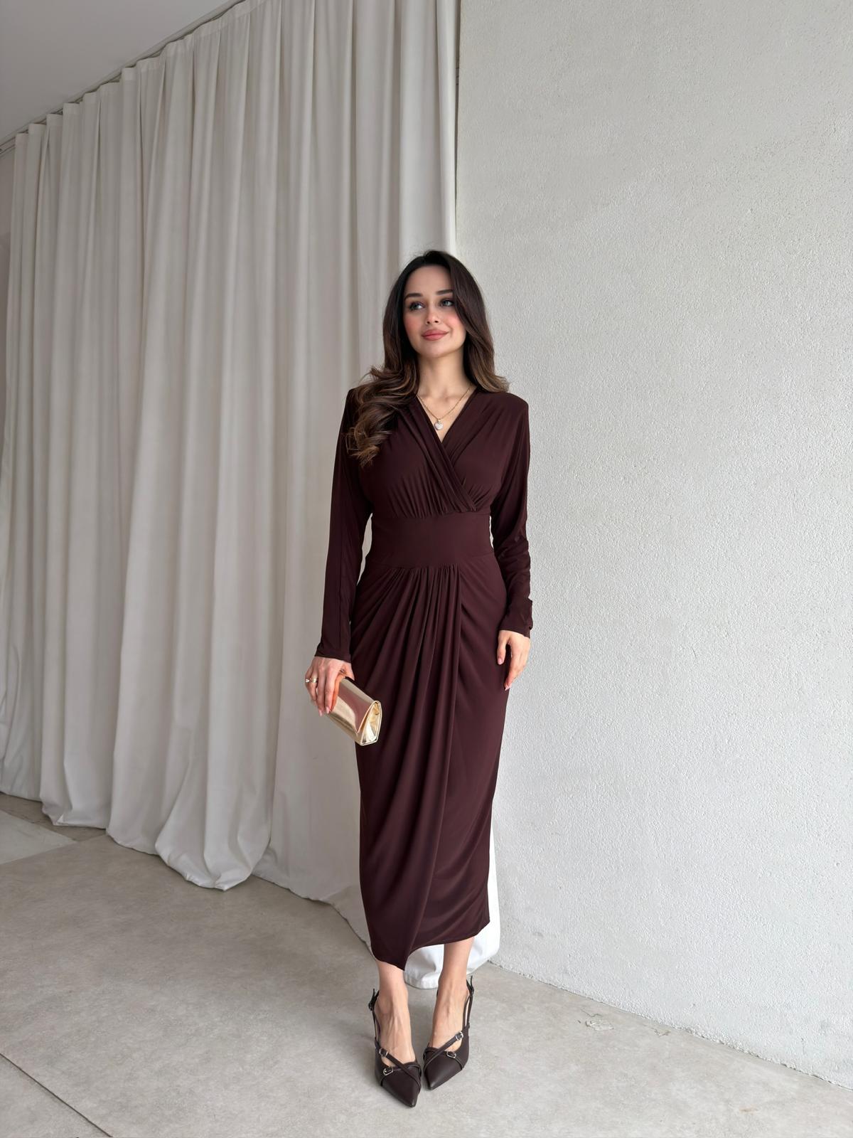 MERTA Elbise 8557 - Acı Kahve