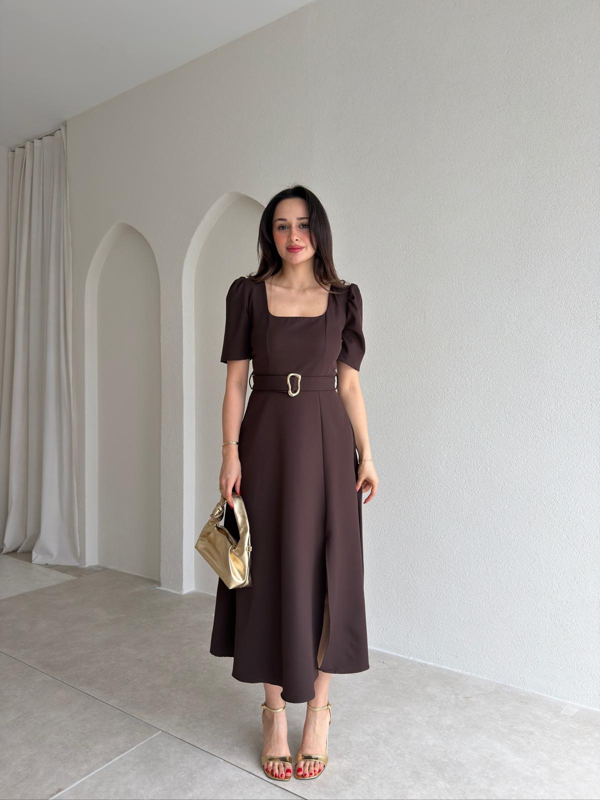 MEX Midi Elbise 9034 - Acı Kahve