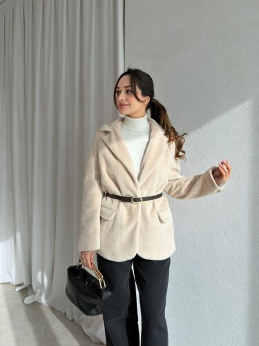 MİNORE Kemerli Ceket 8726 - Bej - Mooi Butik