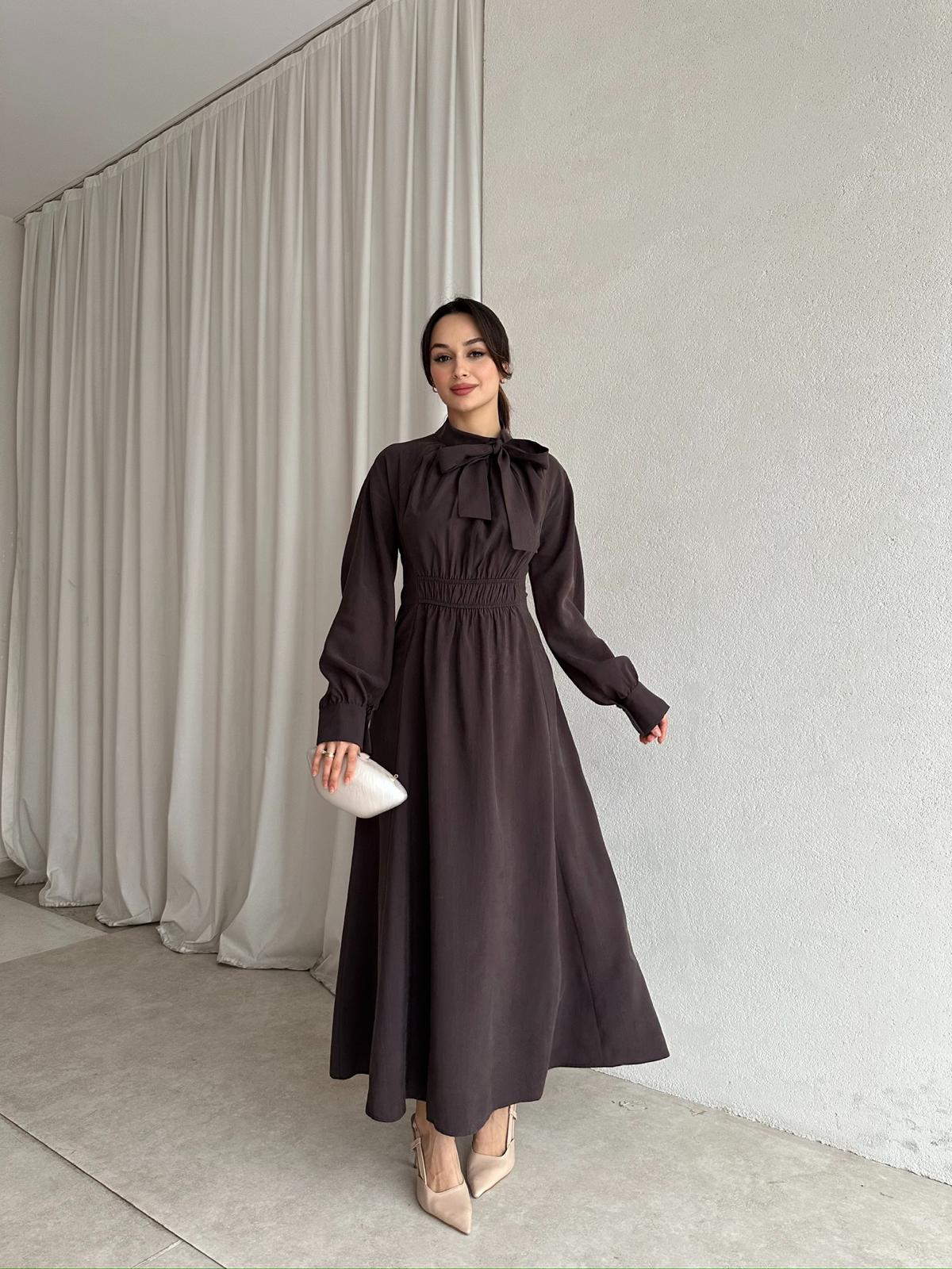 MİSSHA Maxi Elbise 3388 - Acı Kahve