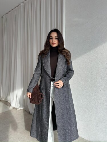 MODRİC Kaşe Kaban 8740 - Gri - 4