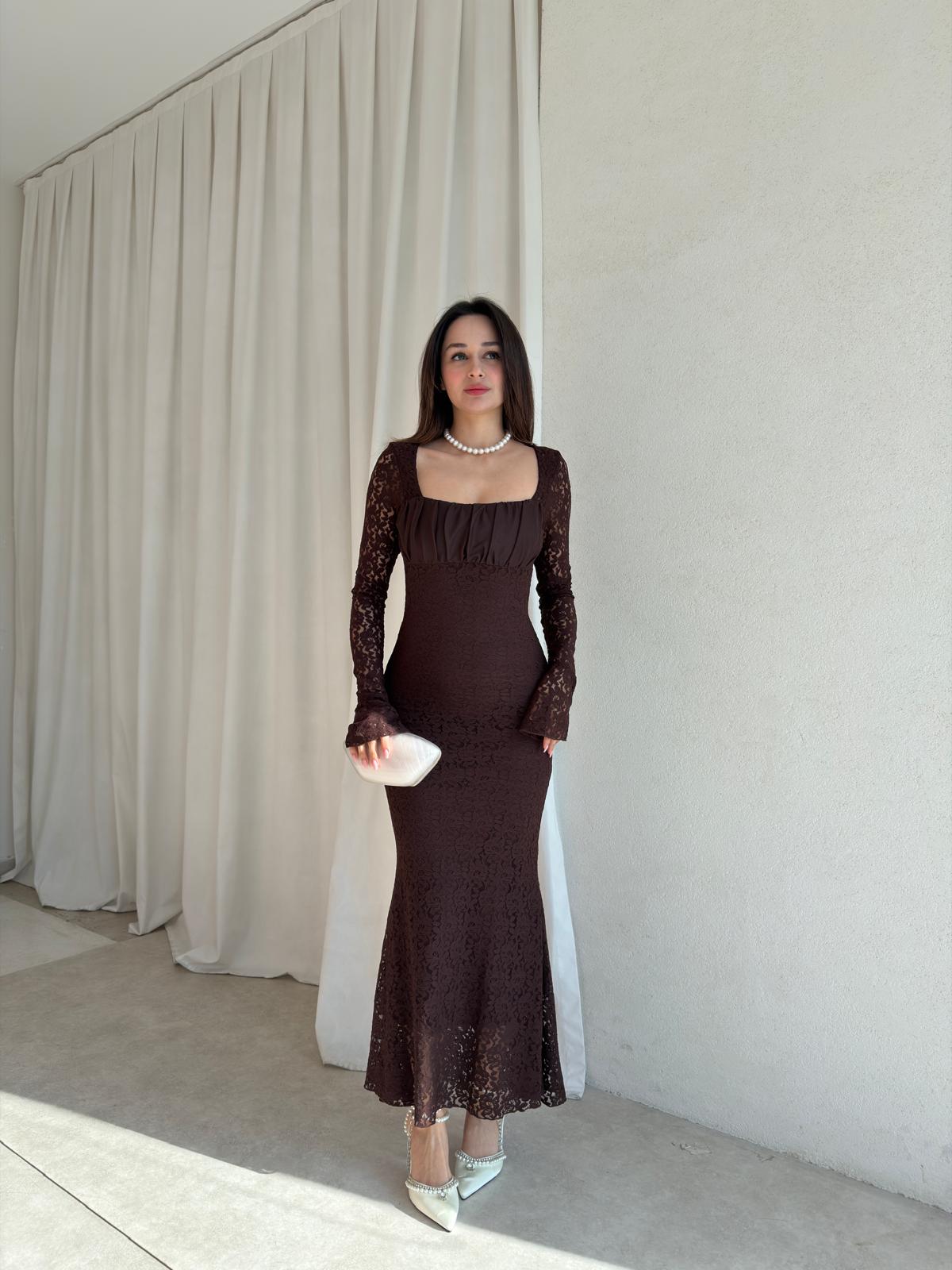 MONTANA Midi Elbise 5978 - Acı Kahve