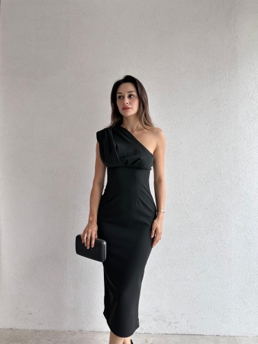 MONTERO Midi Elbise 2541 - Siyah - Mooi Butik