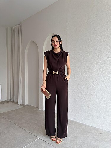 MORRİS Kemerli Tulum 4207 - Acı Kahve - Mooi Butik