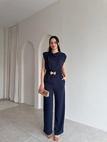 MORRİS Kemerli Tulum 4207 - Lacivert - Mooi Butik