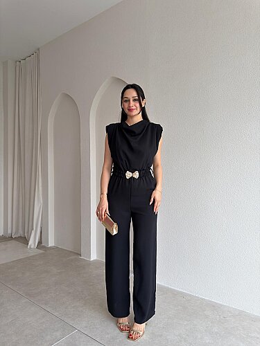 MORRİS Kemerli Tulum 4207 - Siyah - Mooi Butik