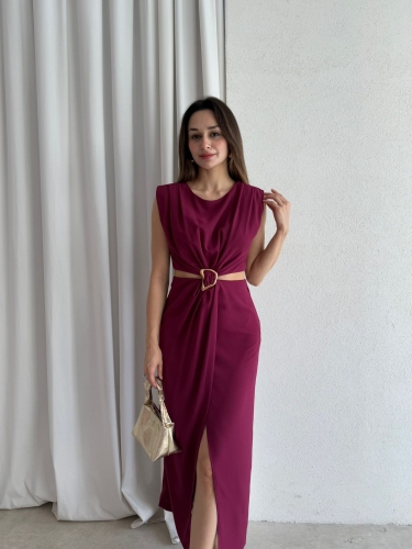 MURPHY Midi Elbise 5753 - Mürdüm - Mooi Butik