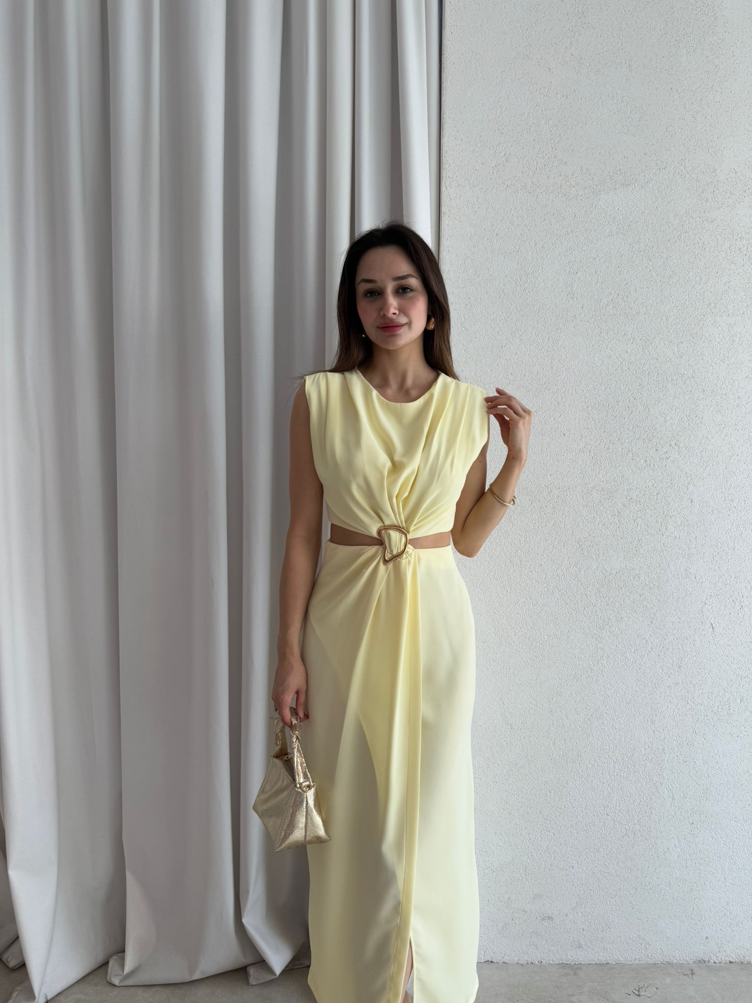 MURPHY Midi Elbise 5753 - Sarı