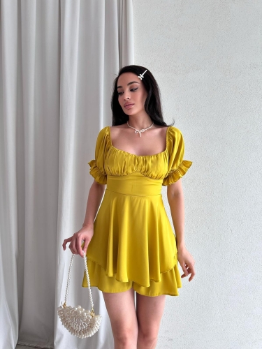 NAGEL Mini Elbise 5772 - Sarı - Mooi Butik