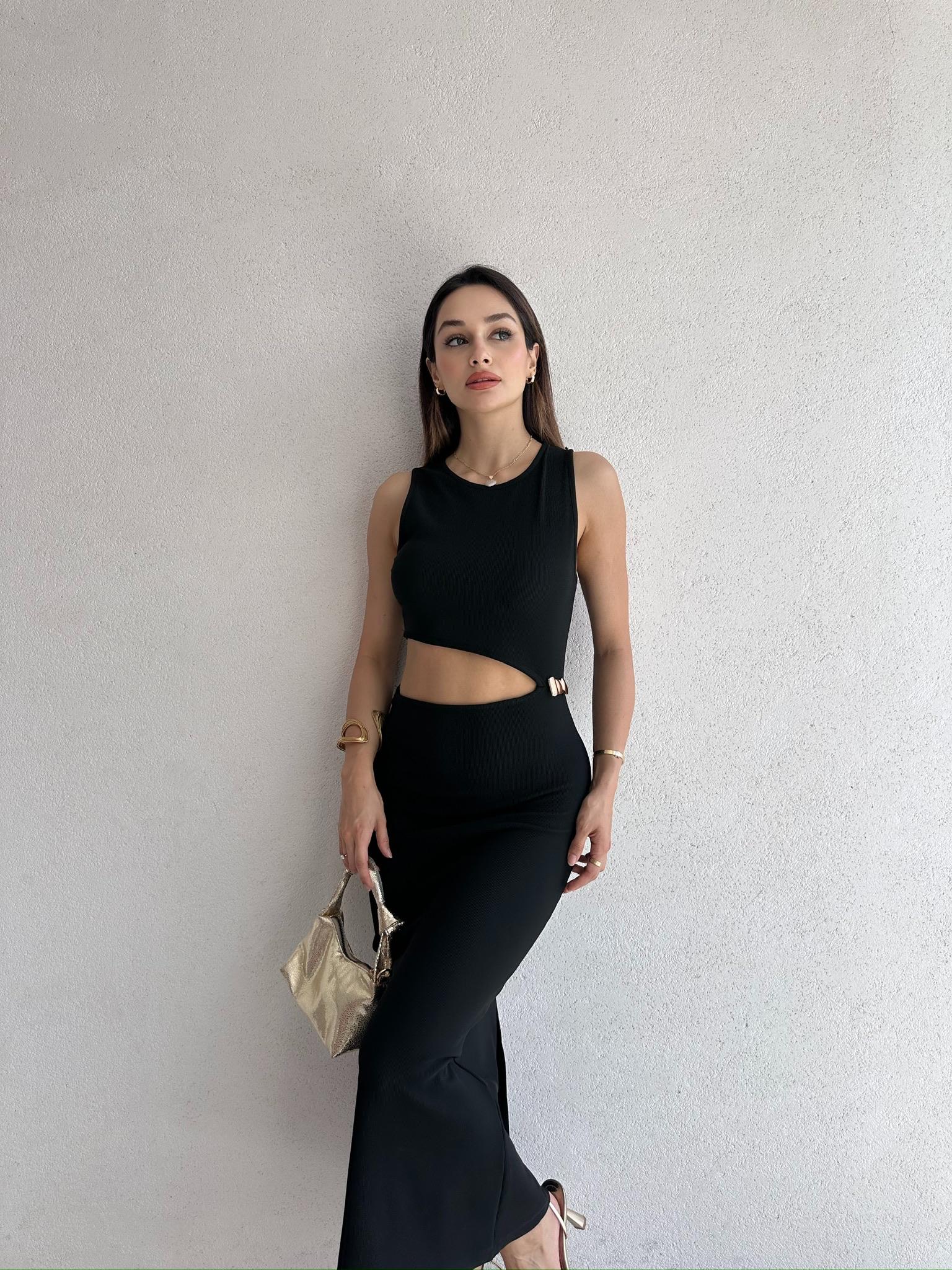 NATHANİ Maxi Elbise 6761 - Siyah