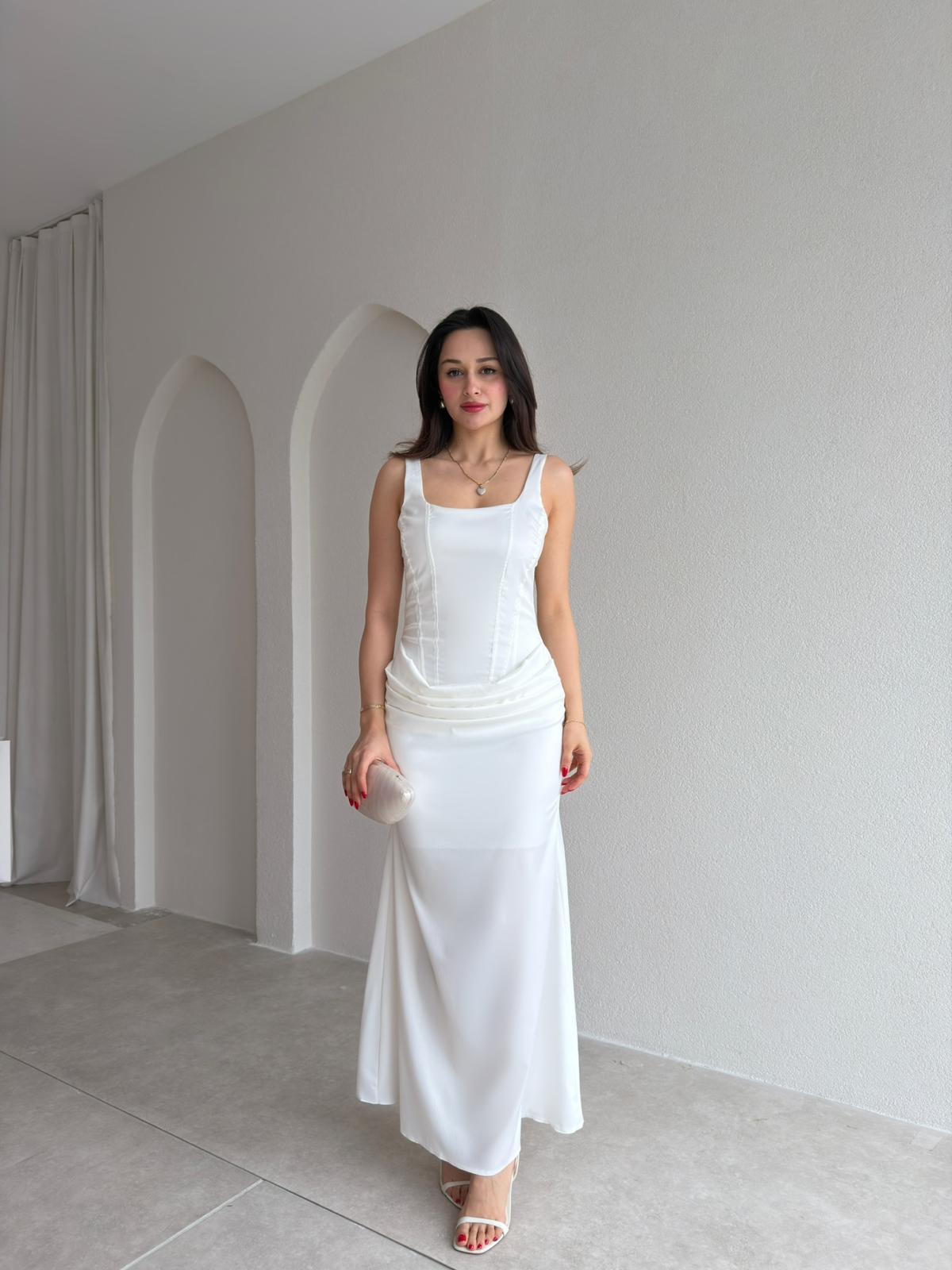 NEAL Maxi Elbise 4998 - Beyaz