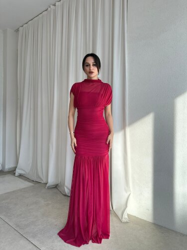 NELLİE Maxi Elbise 8476 - Kırmızı - Mooi Butik