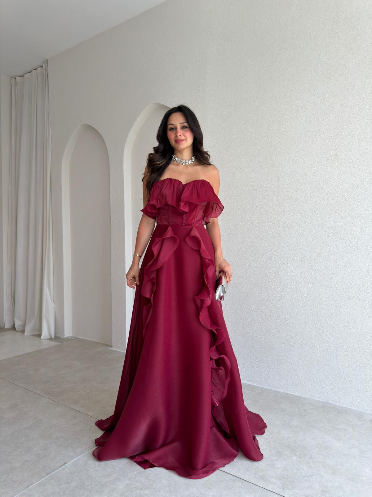 NEXUS Maxi Elbise 8912 - Bordo