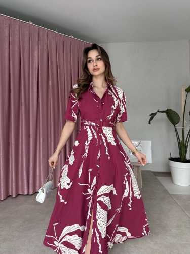 NİKO Maxi Elbise 4549 - Bordo - Mooi Butik