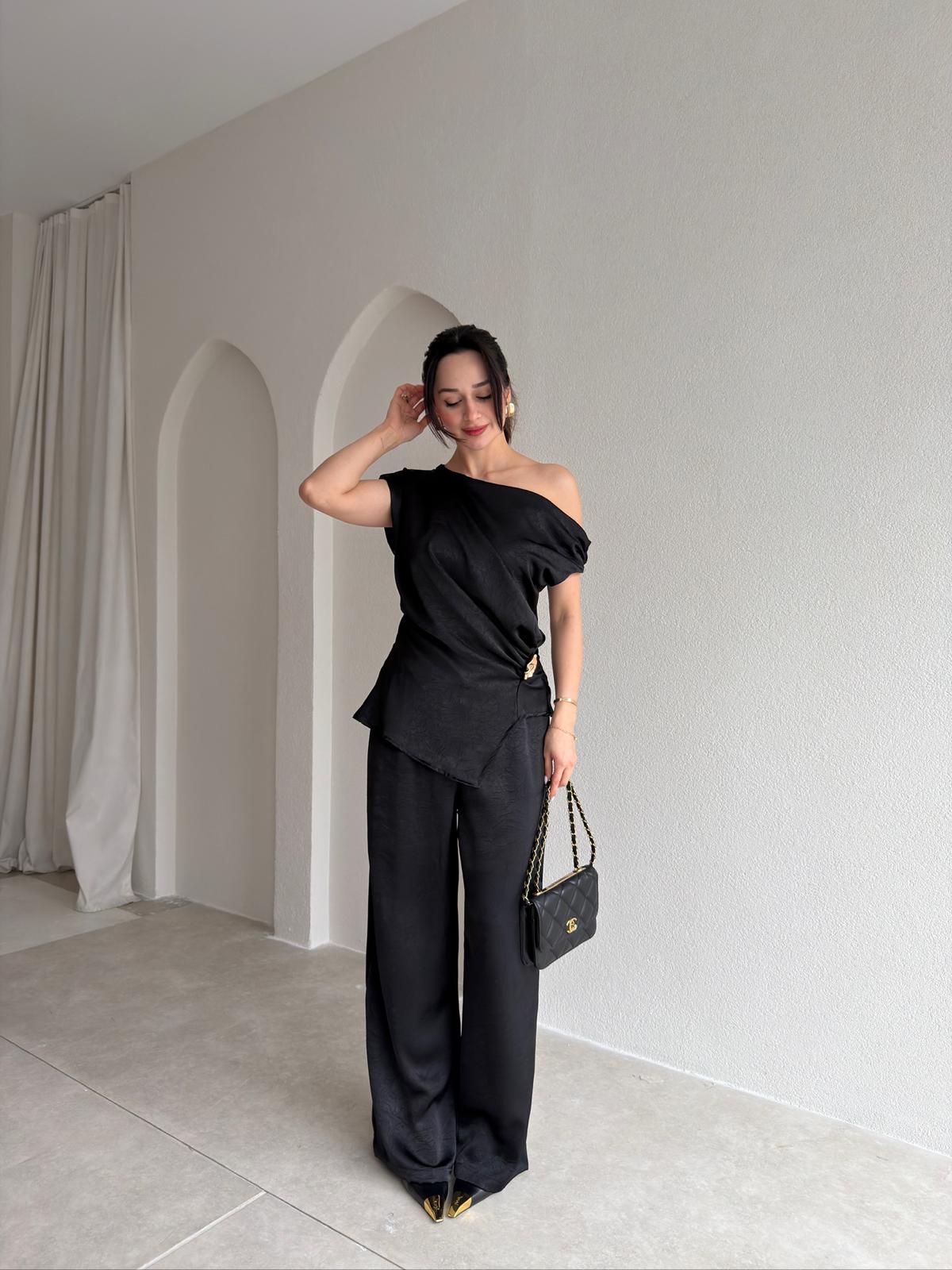 NİVRA Saten Takım 8495 - Siyah