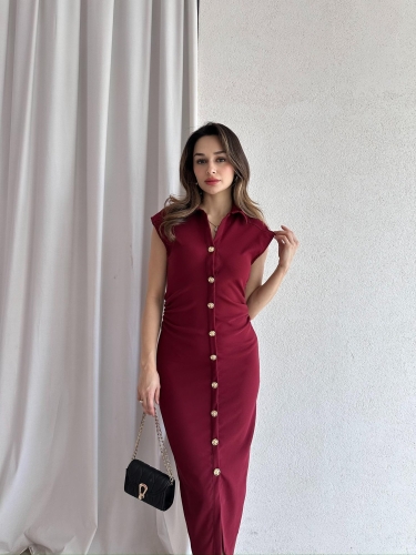 NİXİE Midi Elbise 8659 - Bordo - Mooi Butik