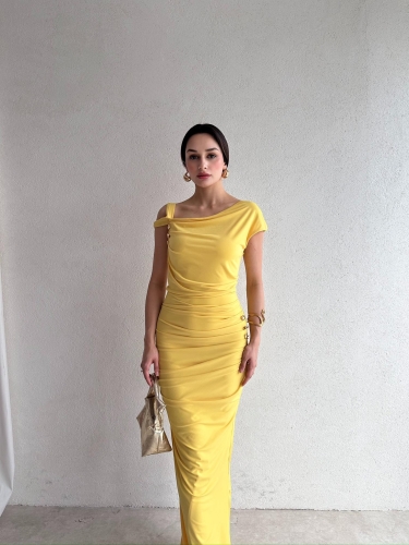 NOBBY Maxi Elbise 5053 - Sarı - Mooi Butik