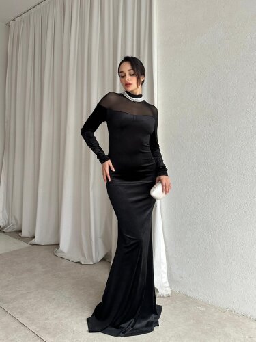 NOSSA Maxi Elbise 8719 - Siyah - Mooi Butik