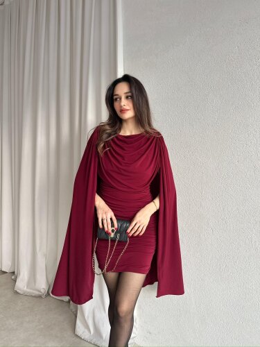 ODİN Elbise 3259 - Bordo - Mooi Butik