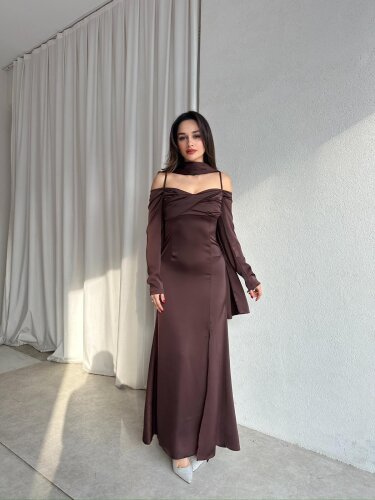 OLİVİA Elbise 8748 - Acı Kahve - Mooi Butik