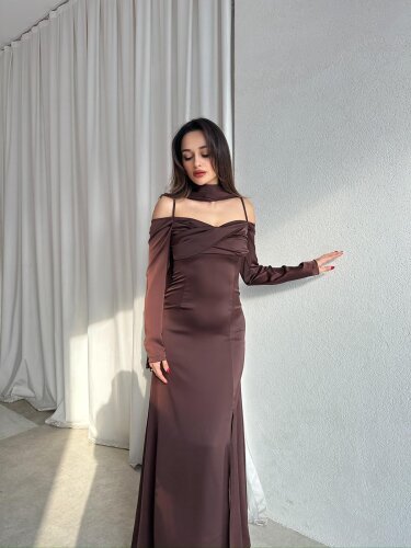 OLİVİA Elbise 8748 - Acı Kahve - Mooi Butik