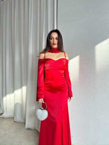 OLİVİA Elbise 8748 - Kırmızı - Mooi Butik