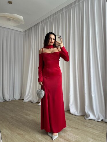 OLİVİA Elbise 8748 - Kırmızı - Mooi Butik