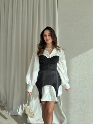  OPİUM Korseli Elbise 8378 - Siyah - Mooi Butik