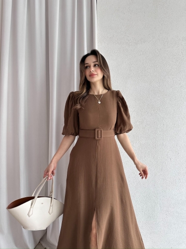 OREGO Maxi Elbise 9454 - Acı Kahve - Mooi Butik