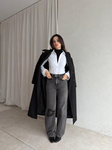 OVER Dizi Yırtık Jean 8806 - Füme - 2