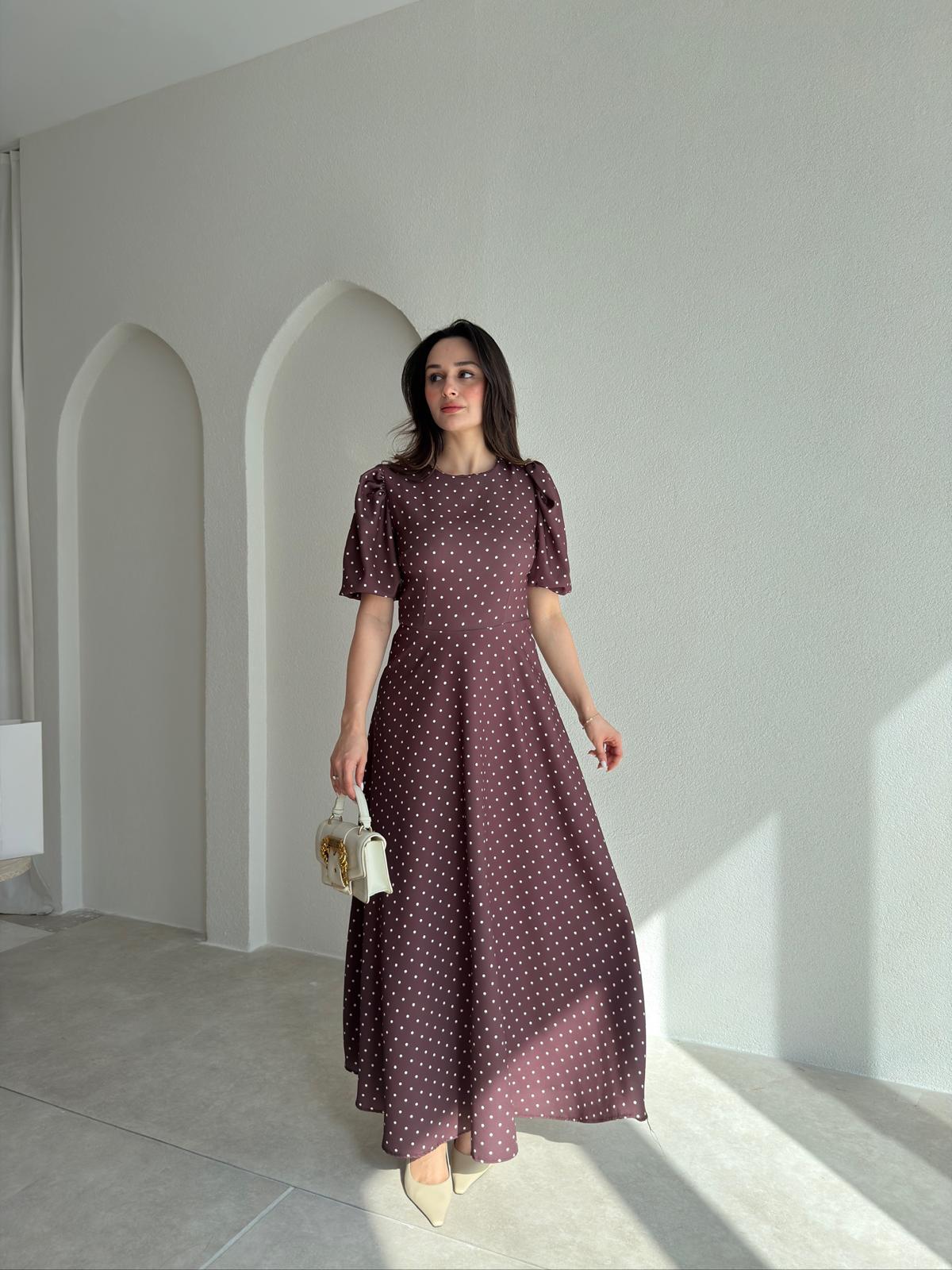 PALOMA Maxi Elbise 9071 - Acı Kahve