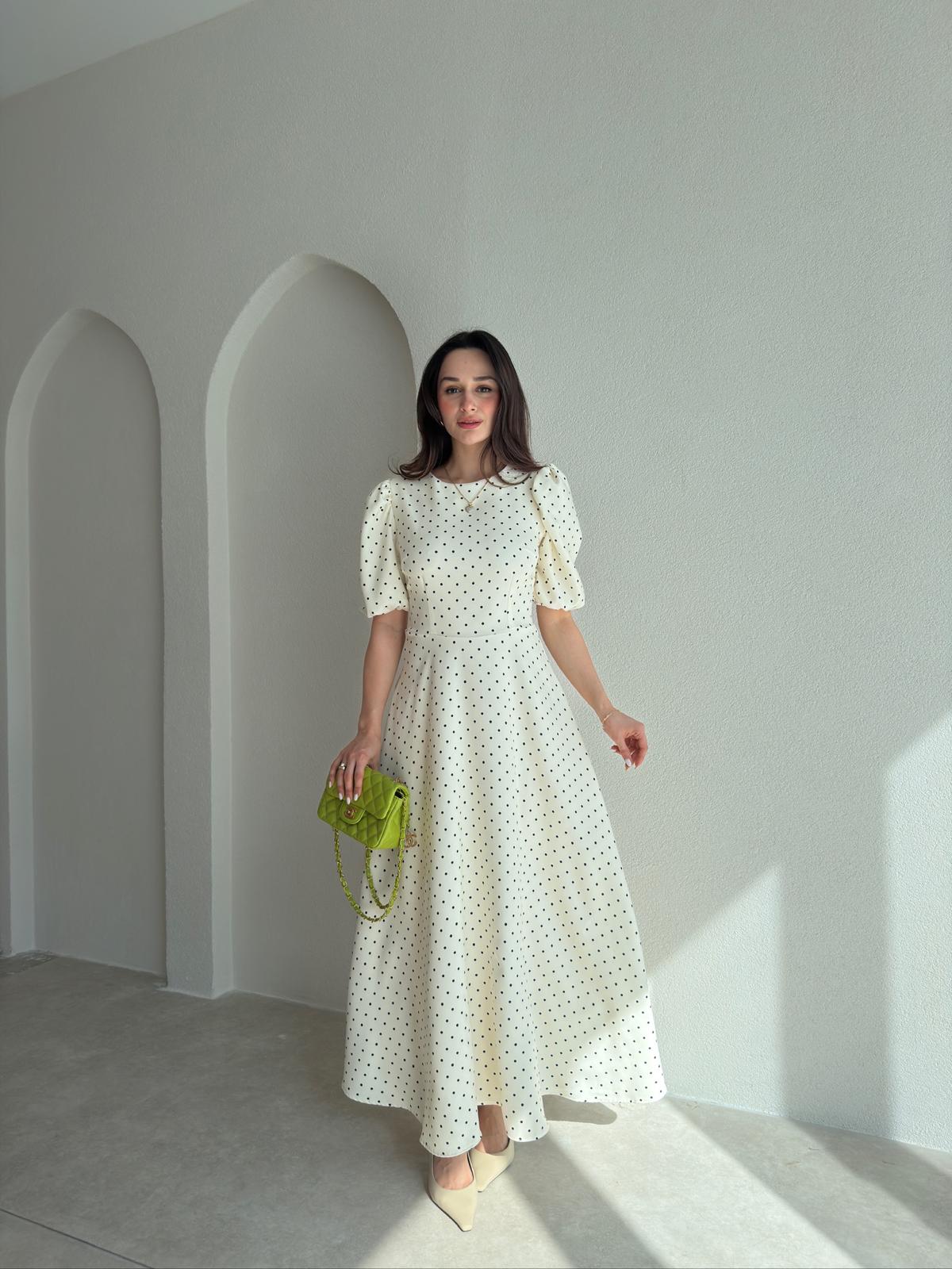 PALOMA Maxi Elbise 9071 - Krem Rengi