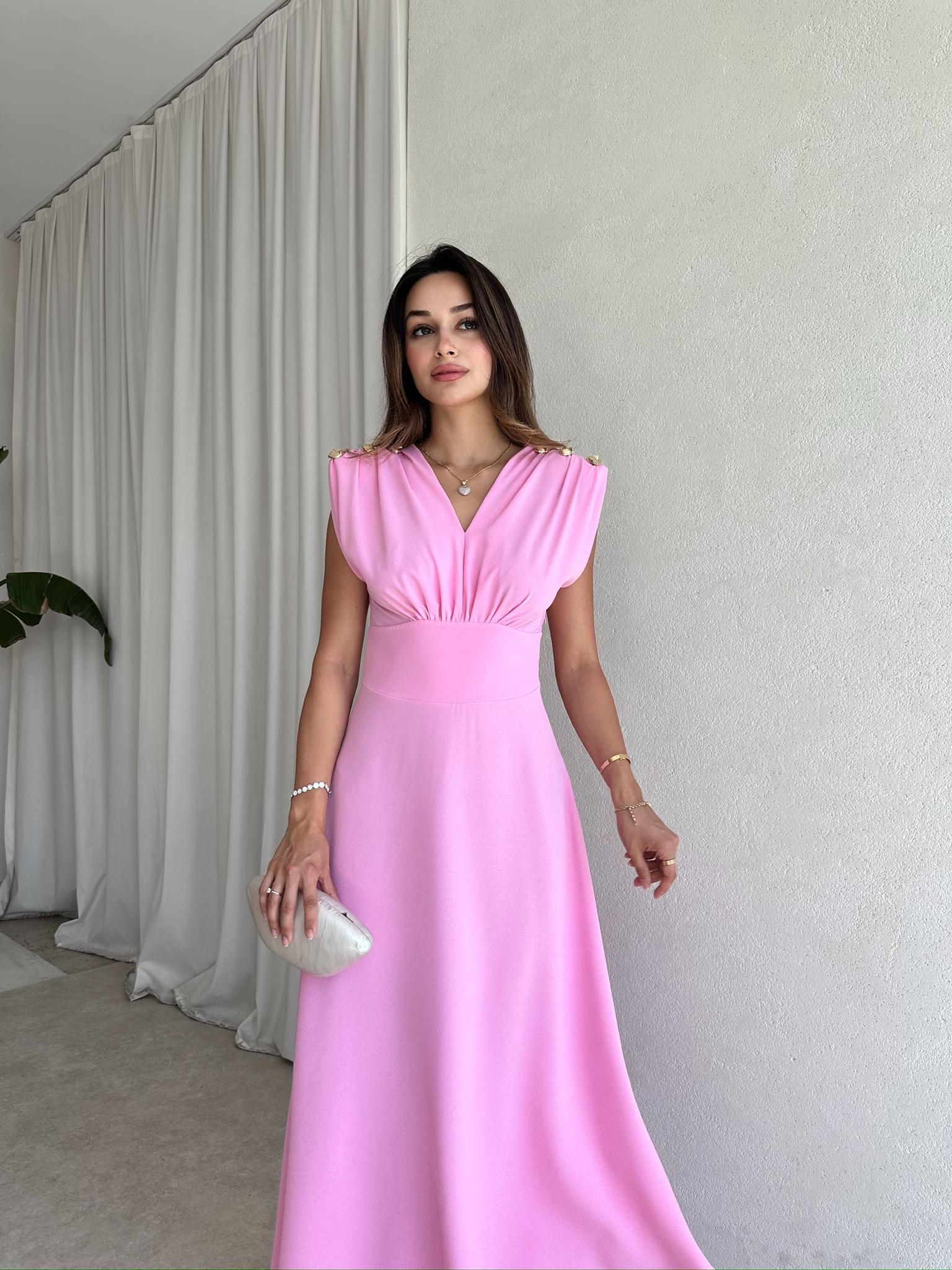 PAOLA Maxi Elbise 2305 - Pembe