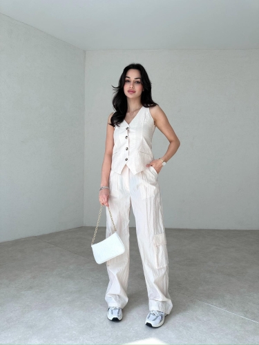 Paraşüt Kargo Cepli Alsace Takım 1099 - Krem - Mooi