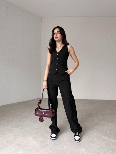 Paraşüt Kargo Cepli Alsace Takım 1099 - Siyah - Mooi