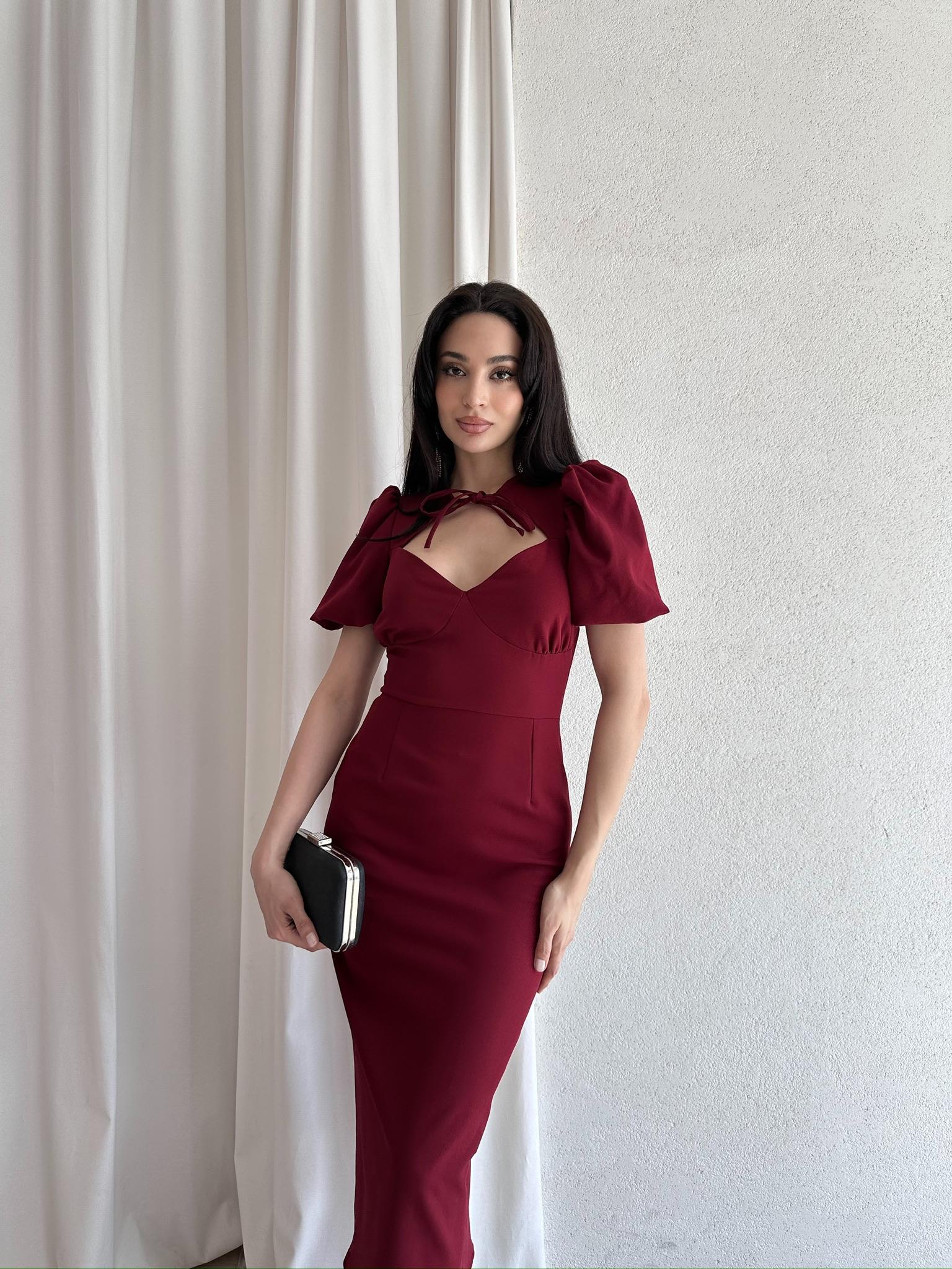 PARİNA Midi Elbise 5031 - Bordo