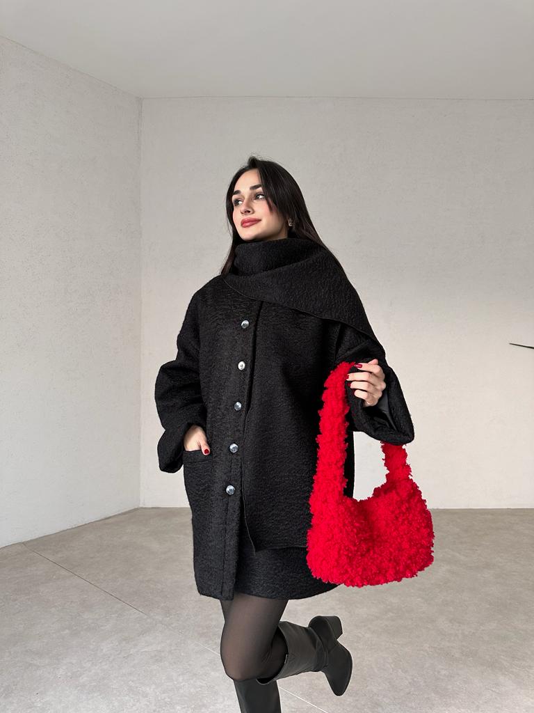Peluş Dokulu OLGA Çanta 3453 - Kırmızı