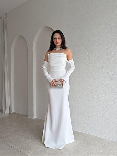 PERİSA Maxi Elbise 5082 - Beyaz