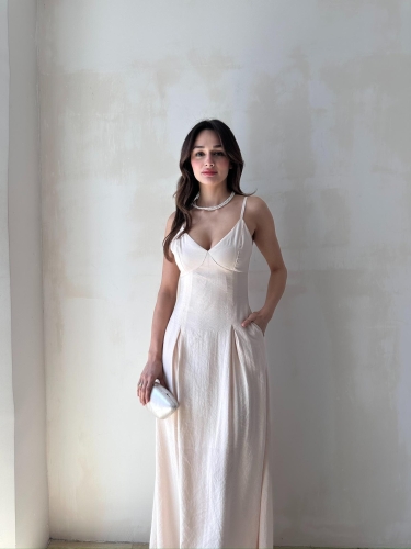 PHİNA Maxi Elbise 6724 - Krem - Mooi Butik